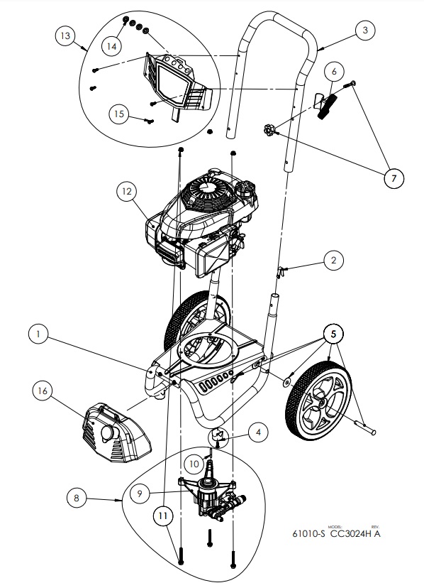 Cub Cadet Power washer 61010-S replacement parts